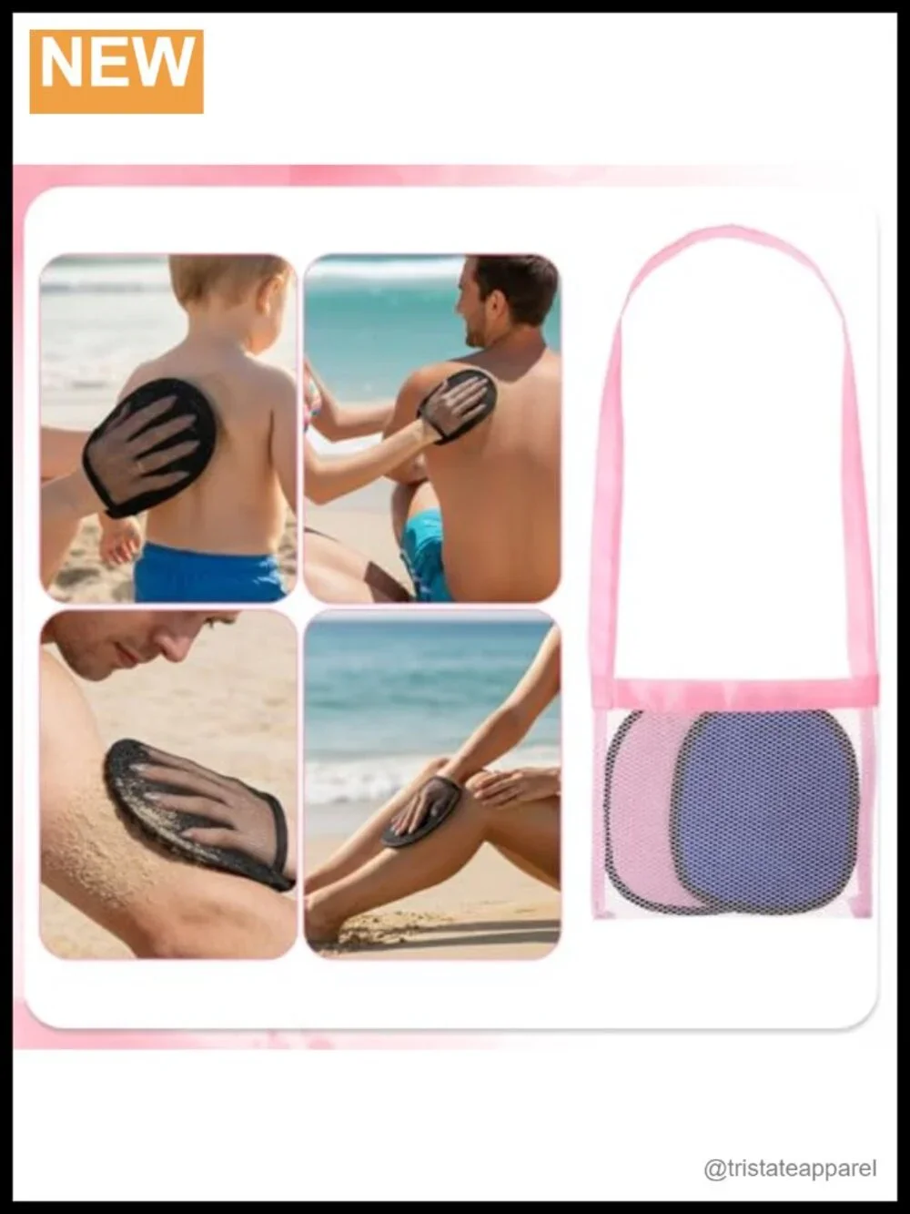 Sand Remover Mitts & Storage Bag for Beach Day Essentials
